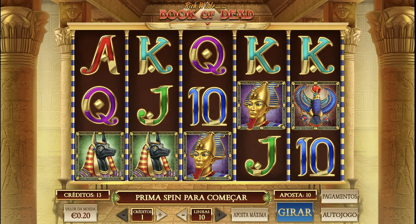 Ecrã do jogo Book of Dead da Play'n GO